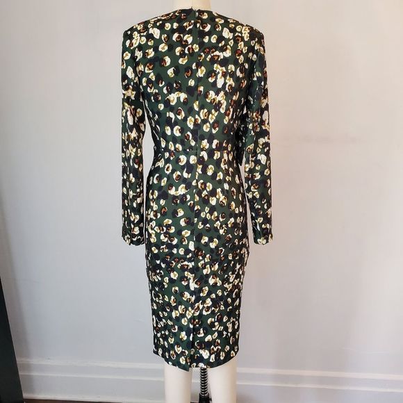 Badgley Mischka 🌟NEW🌟 Draped abstract green print dress. Size 4 - Picture 5 of 6